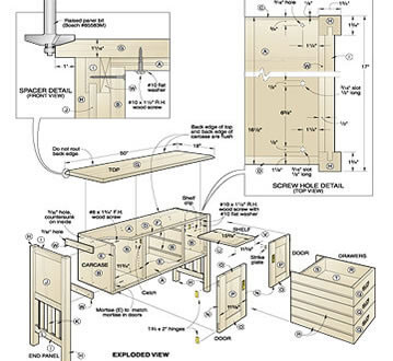 wood plans multiple views