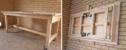Foldable wall mounted workbench